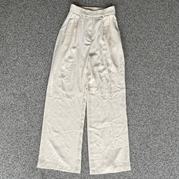 Pants - Cream Wide-Leg Trousers
